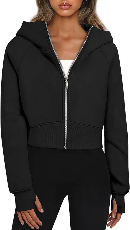 The Little Shoppe: Zip-Up Long Sleeve Casual Hoodie Top