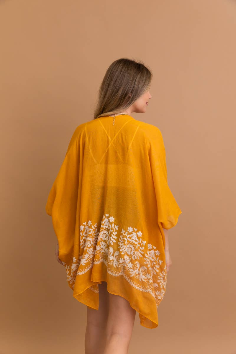 LS Boho Chic Floral Embroidered Kimono | Stitch Detail 🌼