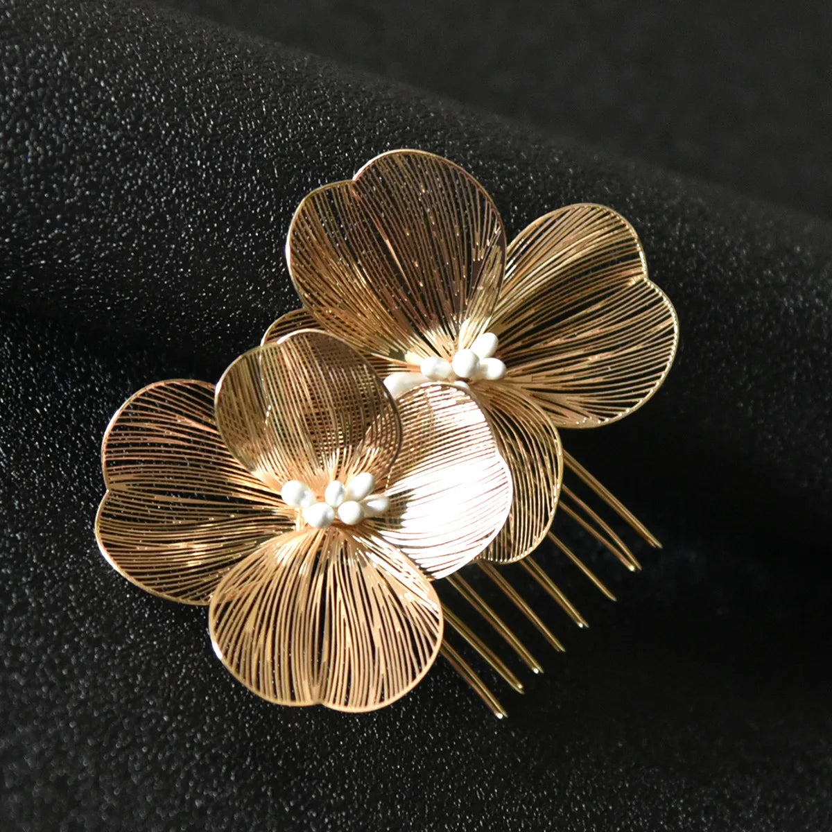 Little Shoppe Flower Gold Hair Clips