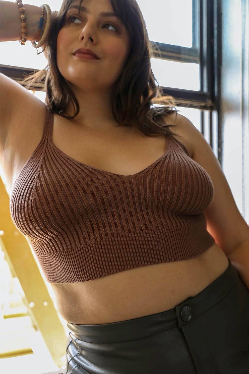 LS Plus Size Contour Rib Knit Brami Lounge Top