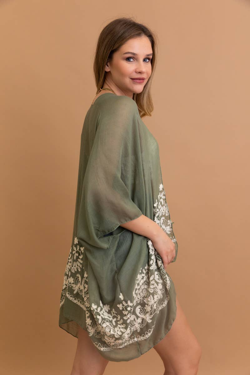 LS Boho Chic Floral Embroidered Kimono | Stitch Detail 🌼