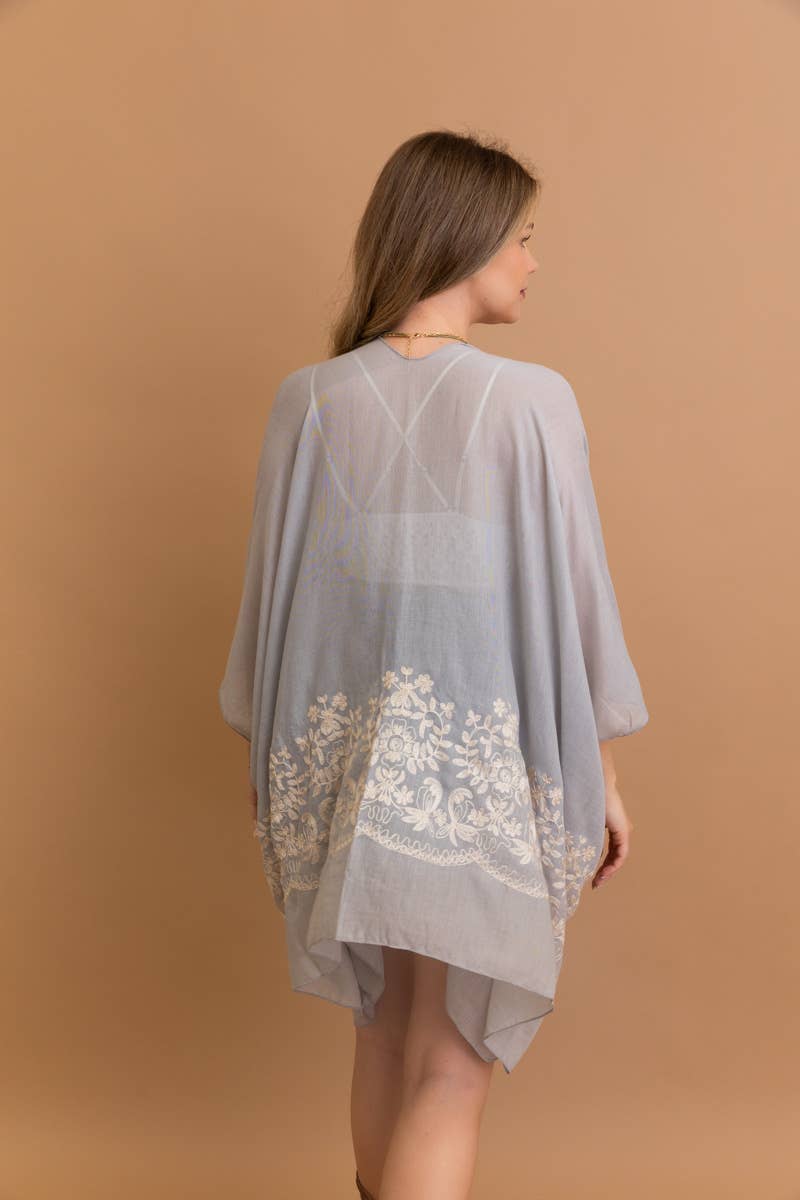 LS Boho Chic Floral Embroidered Kimono | Stitch Detail 🌼