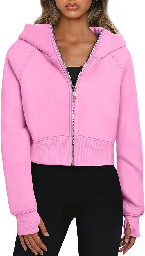 The Little Shoppe: Zip-Up Long Sleeve Casual Hoodie Top