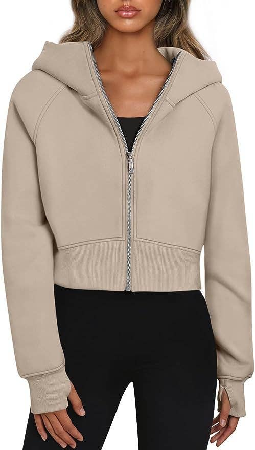 The Little Shoppe: Zip-Up Long Sleeve Casual Hoodie Top