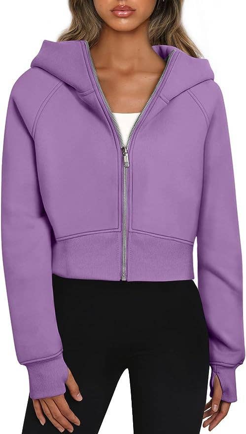 The Little Shoppe: Zip-Up Long Sleeve Casual Hoodie Top