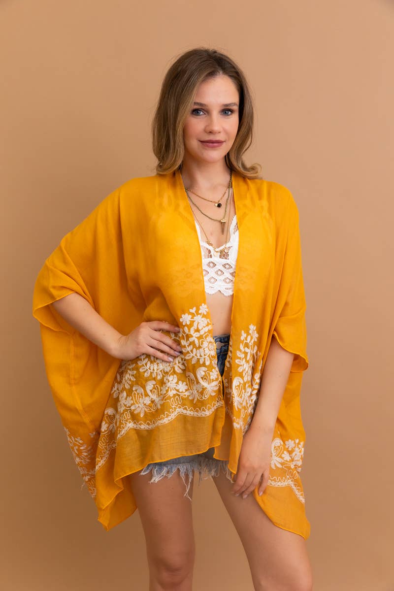 LS Boho Chic Floral Embroidered Kimono | Stitch Detail 🌼
