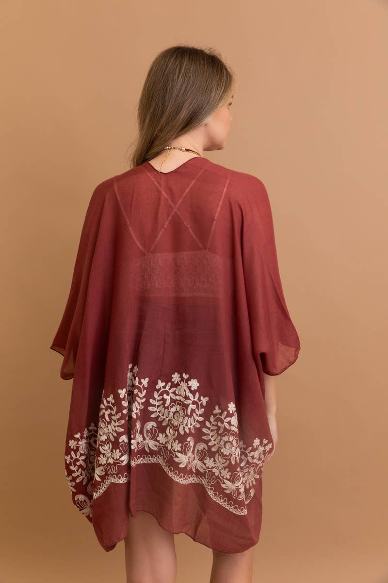 LS Boho Chic Floral Embroidered Kimono | Stitch Detail 🌼