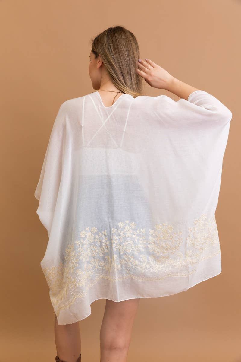 LS Boho Chic Floral Embroidered Kimono | Stitch Detail 🌼