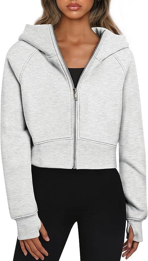 The Little Shoppe: Zip-Up Long Sleeve Casual Hoodie Top