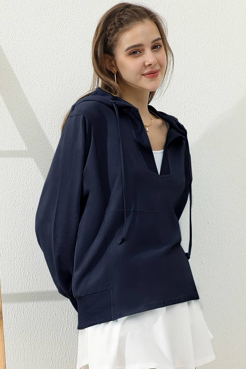 The Little Shoppe: Deep V Neck Hoodie