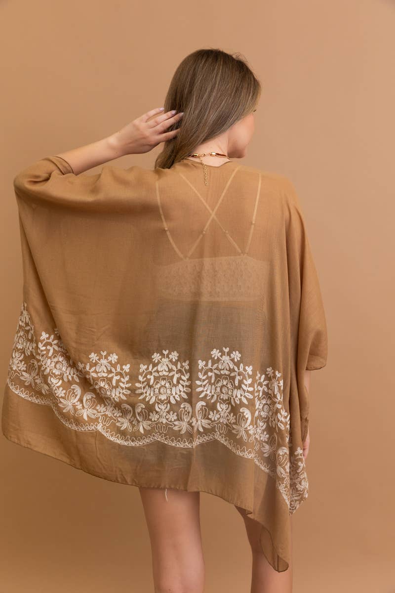 LS Boho Chic Floral Embroidered Kimono | Stitch Detail 🌼