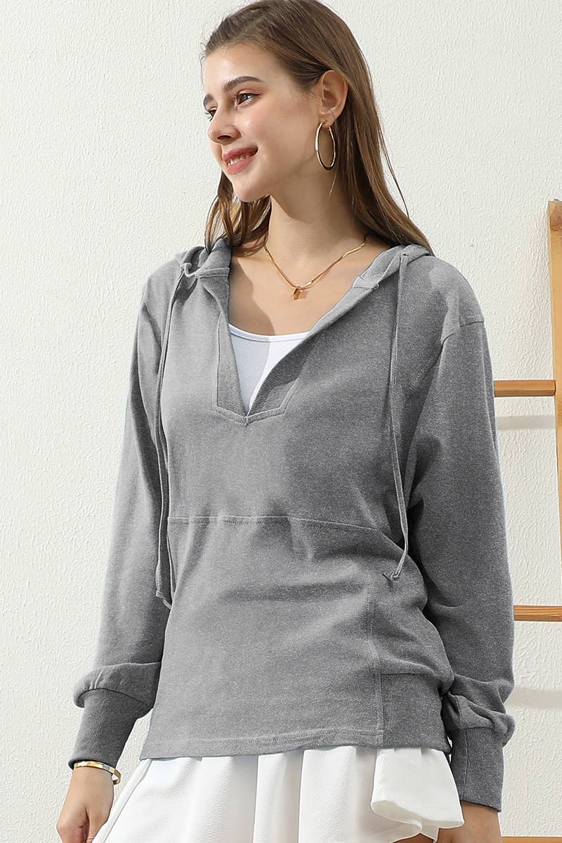 The Little Shoppe: Deep V Neck Hoodie