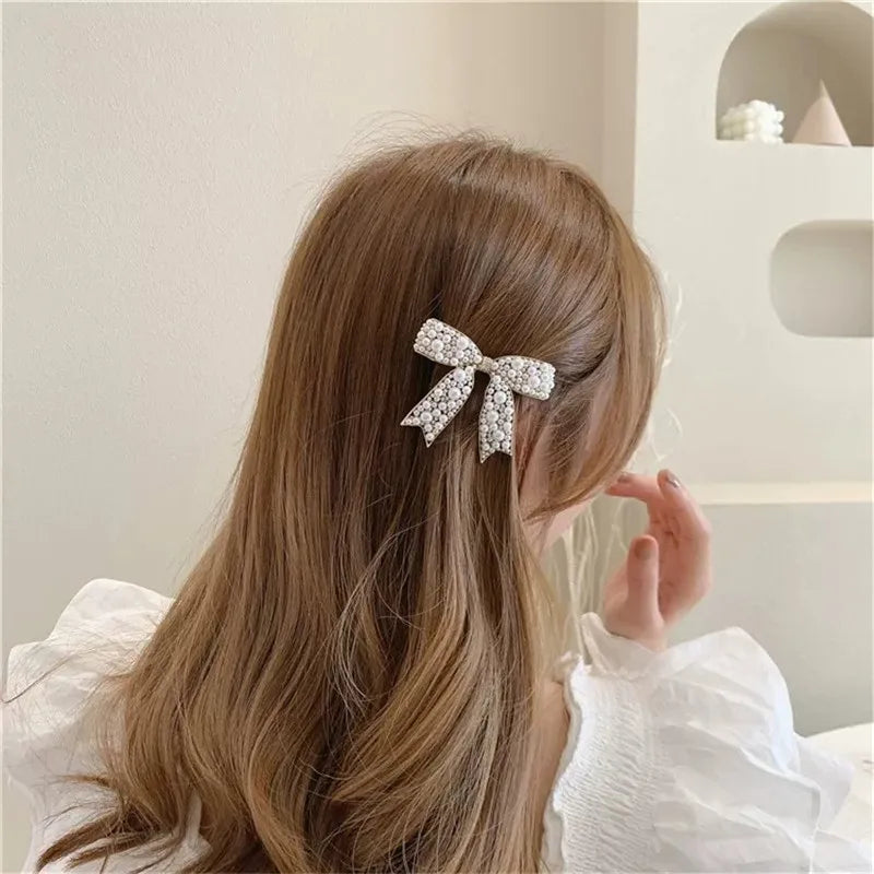 The Little Shoppe Pearl Coquette Bow Hair Clip