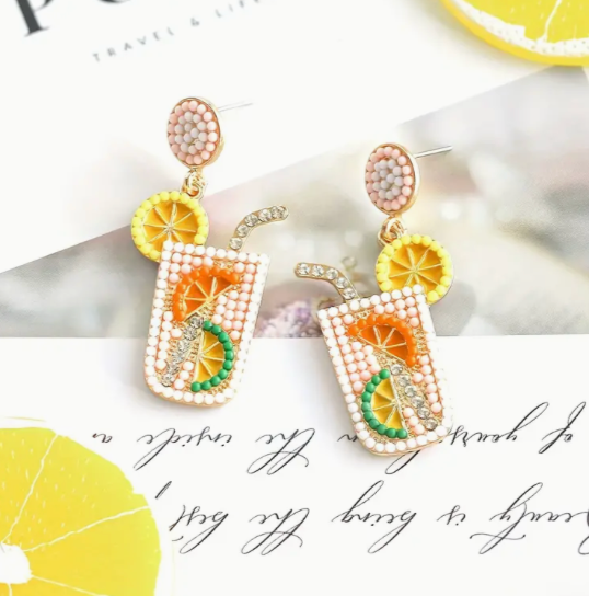 The Little Shoppe: Fashion Statement Summer Drink Beaded Earrings