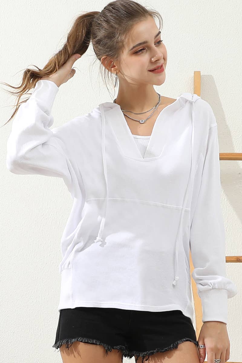 The Little Shoppe: Deep V Neck Hoodie