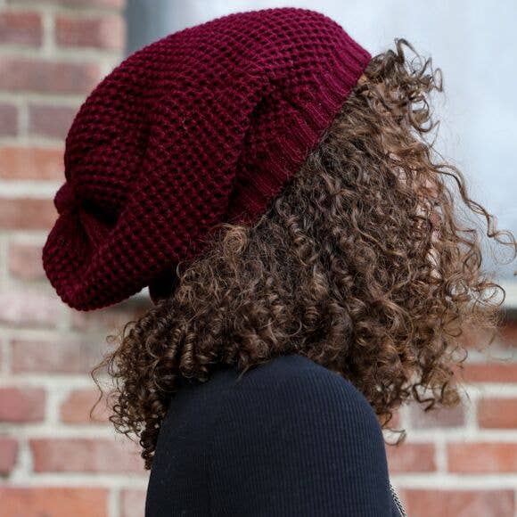 Waffle Knit Slouchy Beanie – Trendy & Cozy 🧇