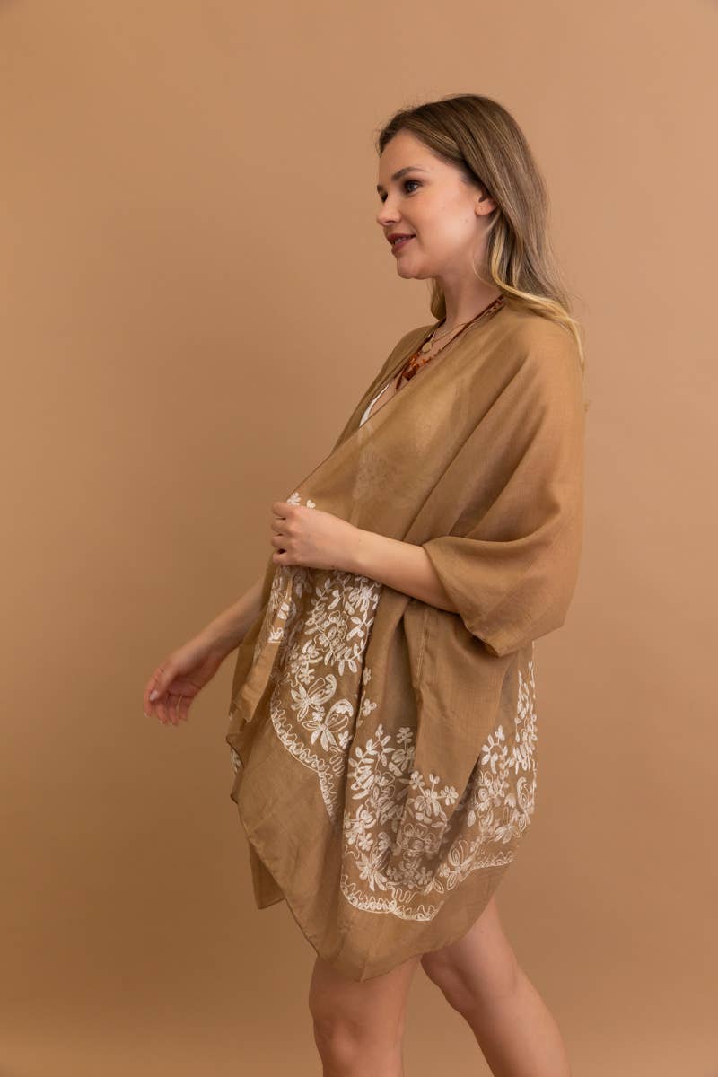 LS Boho Chic Floral Embroidered Kimono | Stitch Detail 🌼