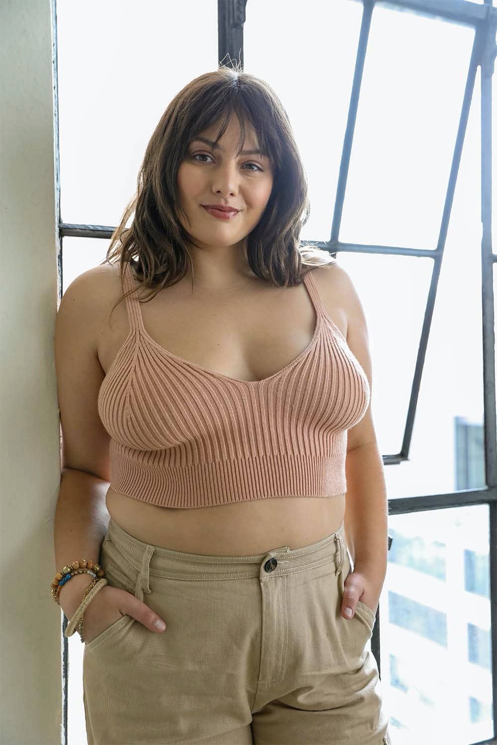 LS Plus Size Contour Rib Knit Brami Lounge Top