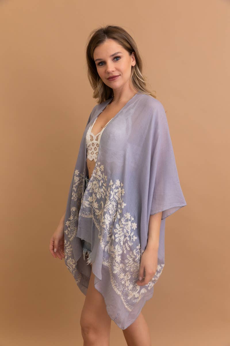 LS Boho Chic Floral Embroidered Kimono | Stitch Detail 🌼