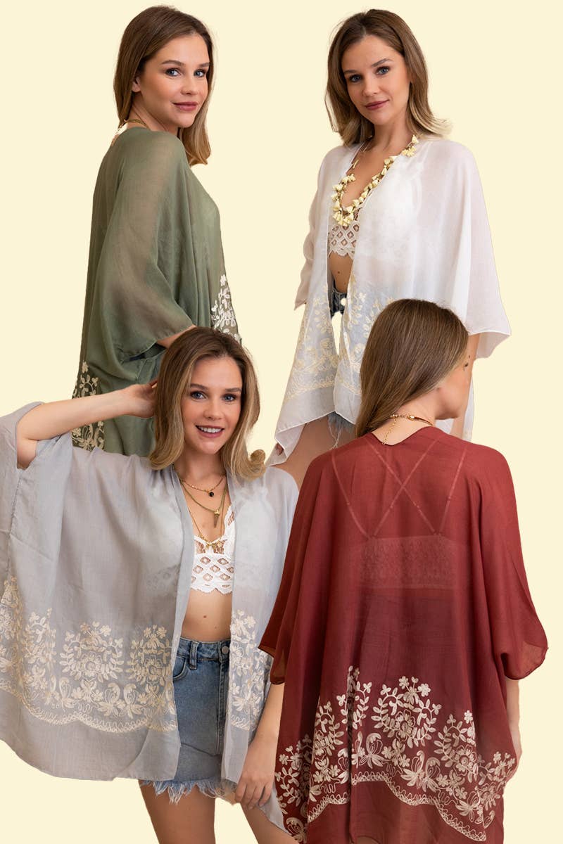 LS Boho Chic Floral Embroidered Kimono | Stitch Detail 🌼