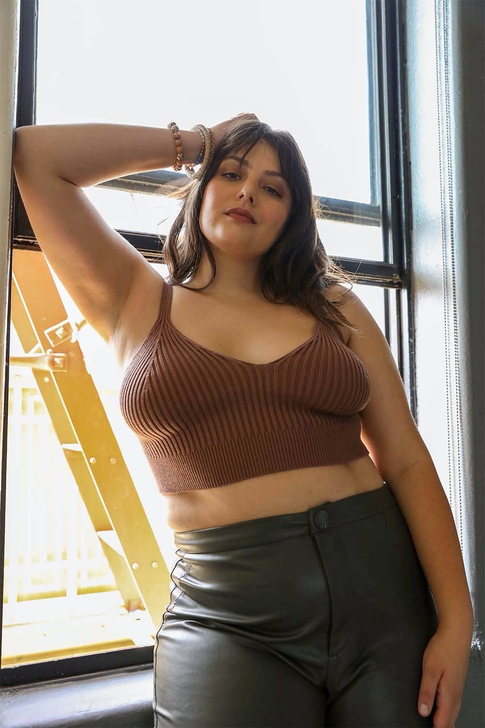 LS Plus Size Contour Rib Knit Brami Lounge Top