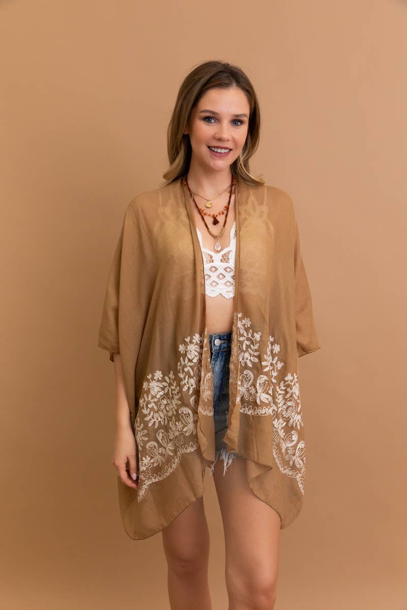 LS Boho Chic Floral Embroidered Kimono | Stitch Detail 🌼
