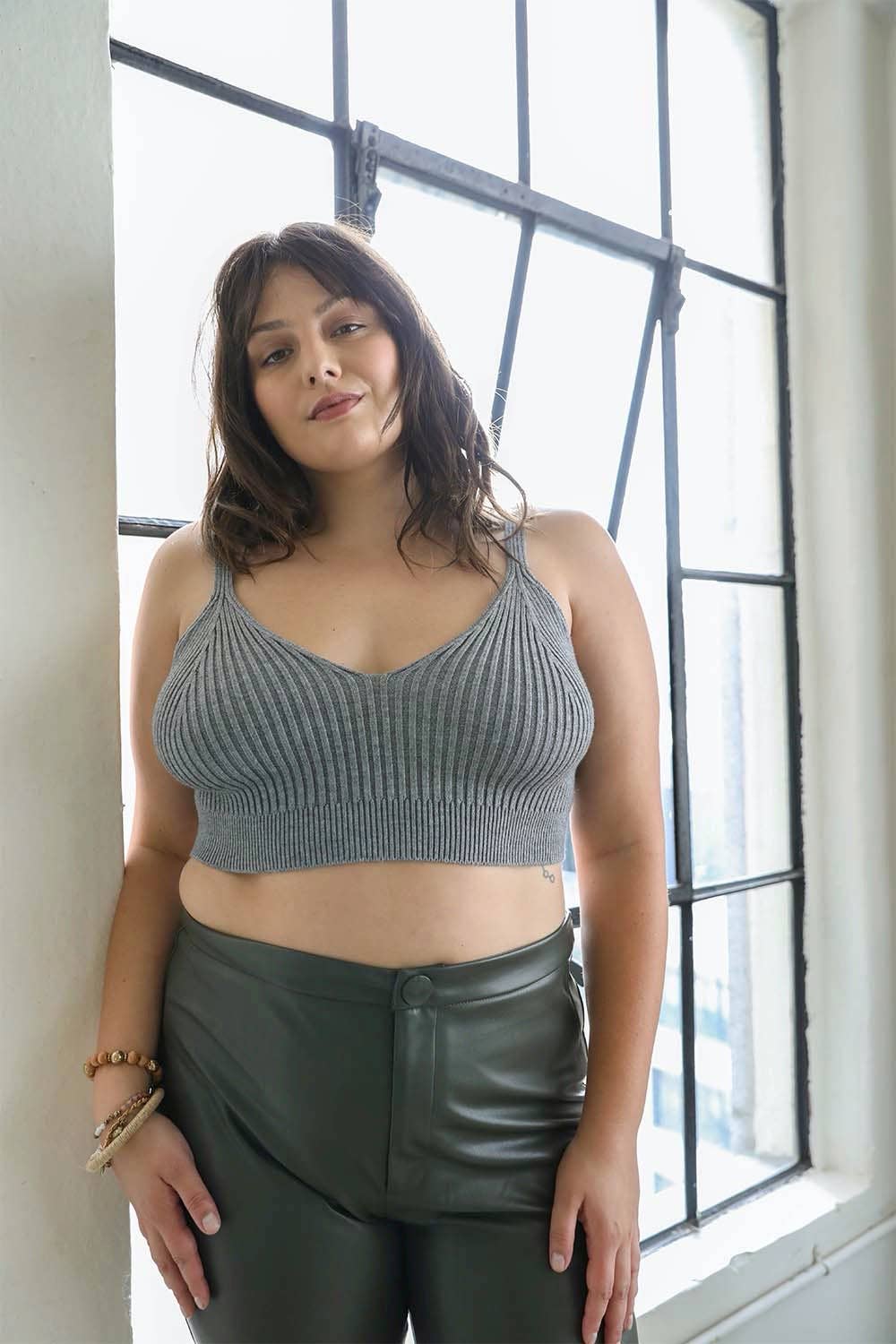 LS Plus Size Contour Rib Knit Brami Lounge Top