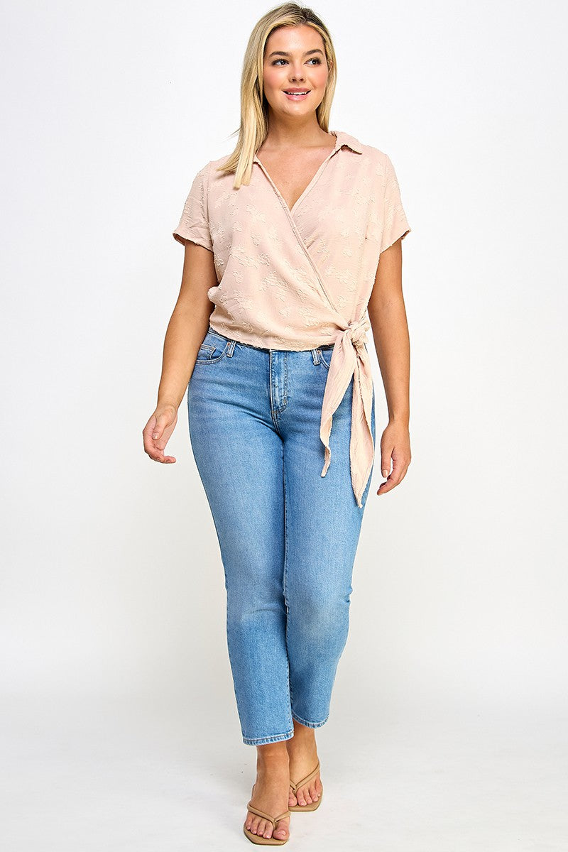 The Little Shoppe: Pink Sand Collared Wrap Side-Tie Top