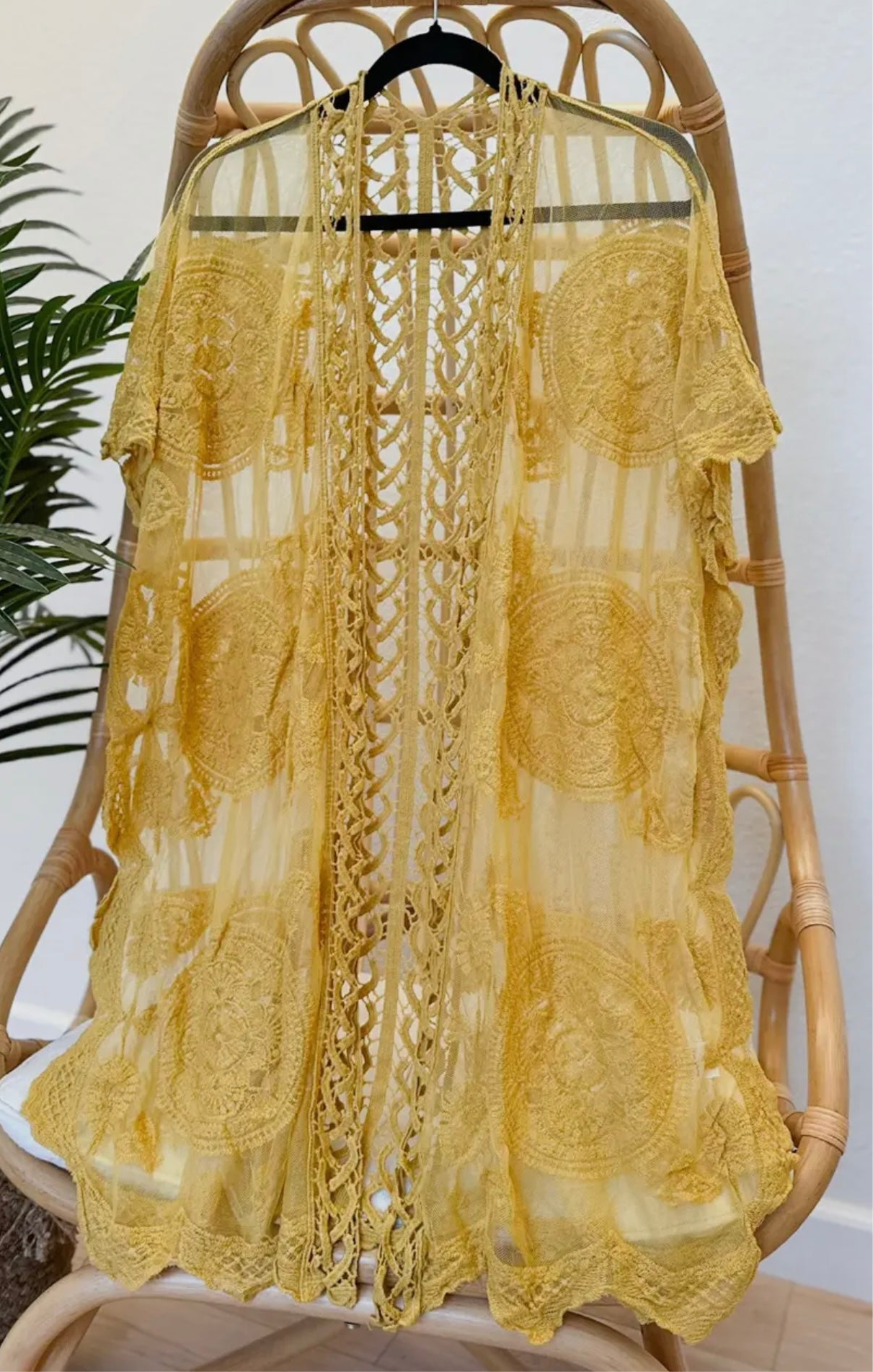 Forever June: Mustard Lace Layering Kimono