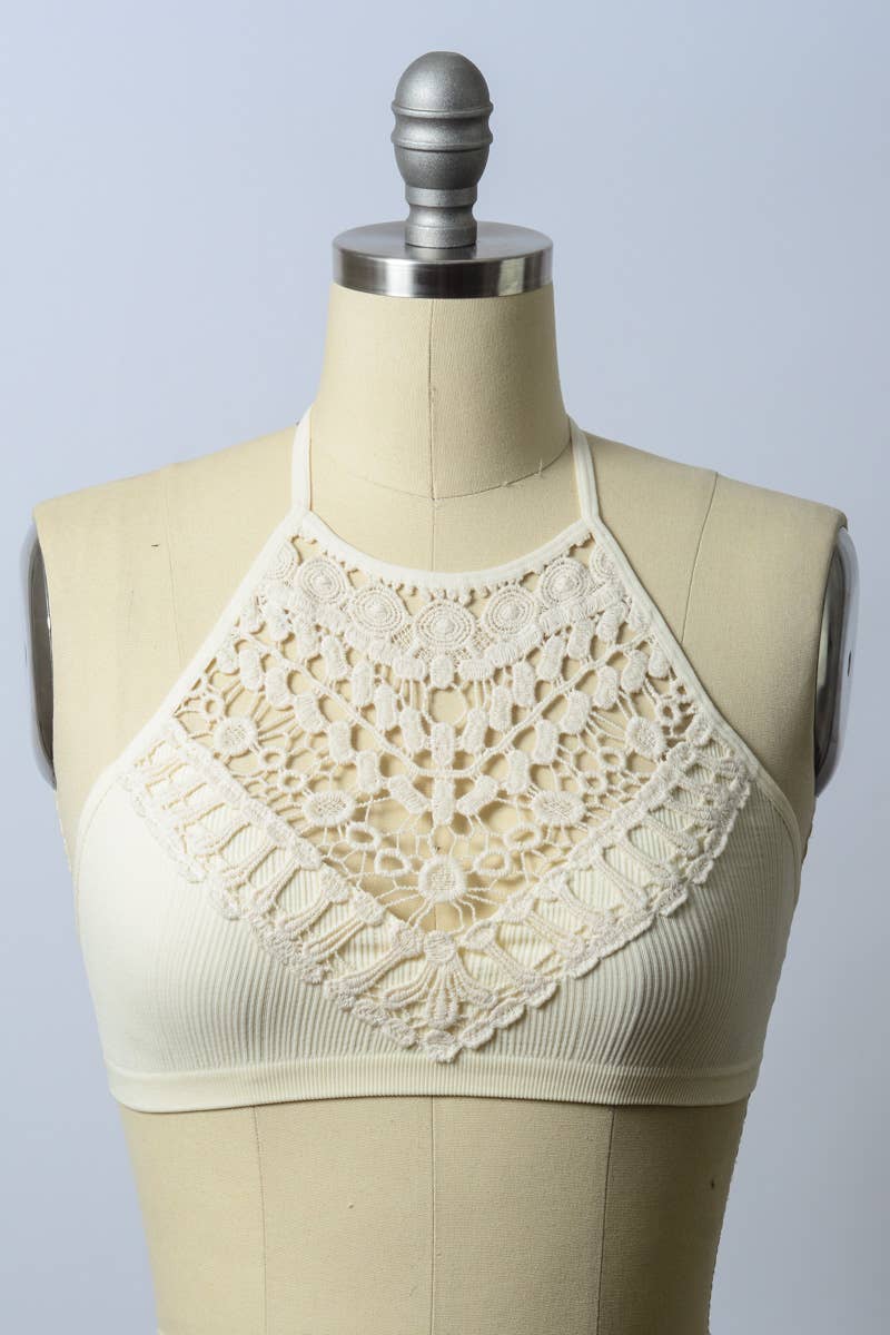 LS Crochet Lace High Neck Crop Top - Bestseller