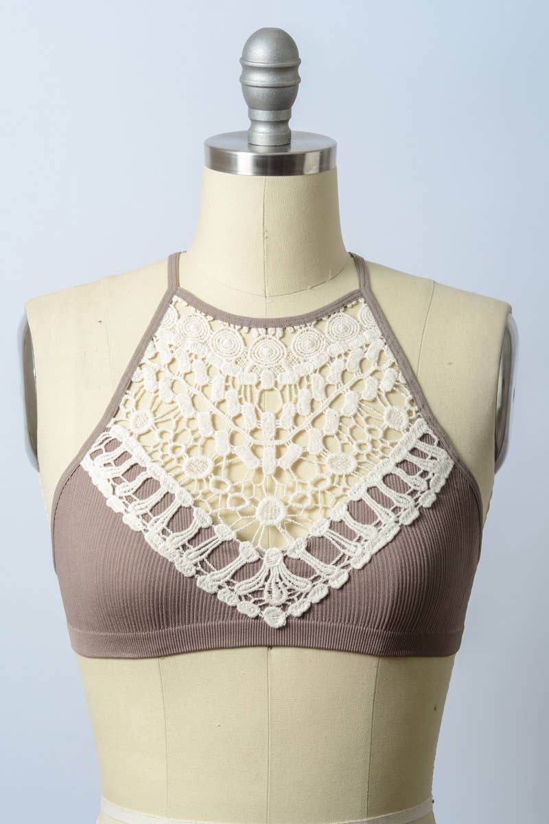 LS Crochet Lace High Neck Crop Top - Bestseller