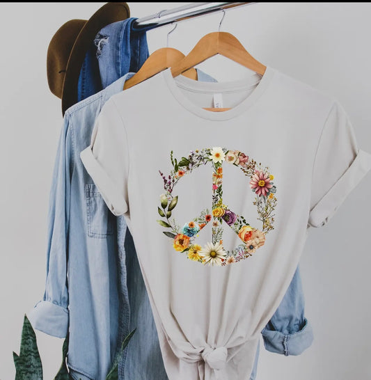 Forever June: Floral Peace Sign Heathered T-Shirt