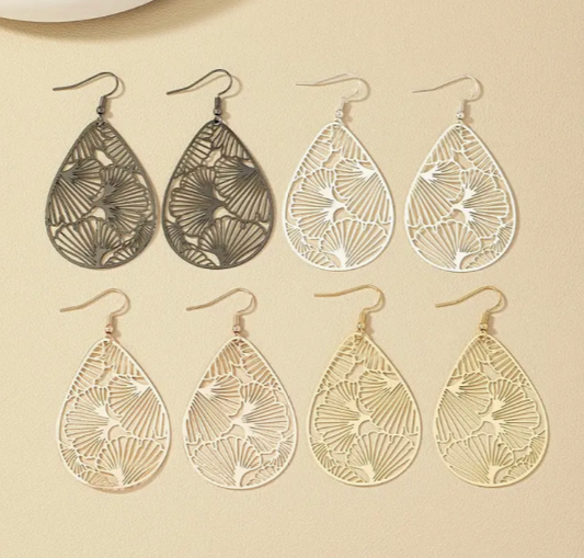 The Little Shoppe: Gingko Hallow Leaf Pattern Earrings