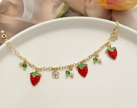 The Little Shoppe: Summer Strawberry Charm Bracelet/Anklet