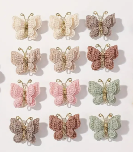 The Little Shoppe: Fall Crochet Butterfly Hair Clips, Set of 2