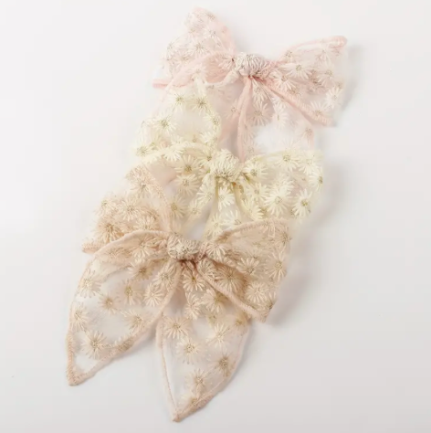 The Little Shoppe: Coquette Sheer Daisy Hair Clip Bow