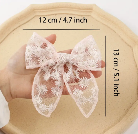 The Little Shoppe: Coquette Sheer Daisy Hair Clip Bow