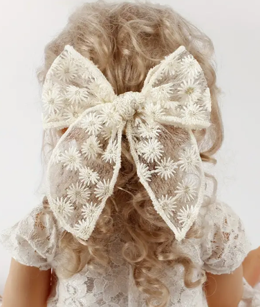 The Little Shoppe: Coquette Sheer Daisy Hair Clip Bow