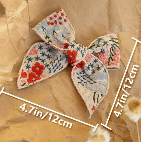 The Little Shoppe: Coquette Embroidered Hair Bow Clip