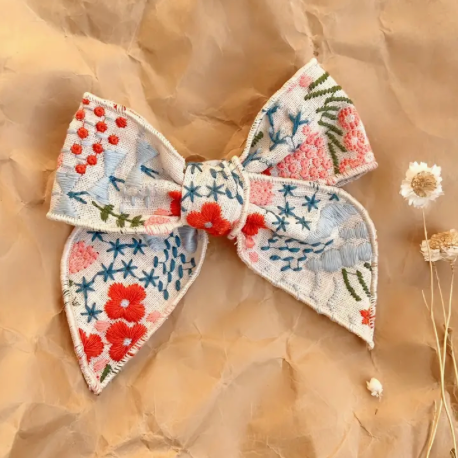 The Little Shoppe: Coquette Embroidered Hair Bow Clip