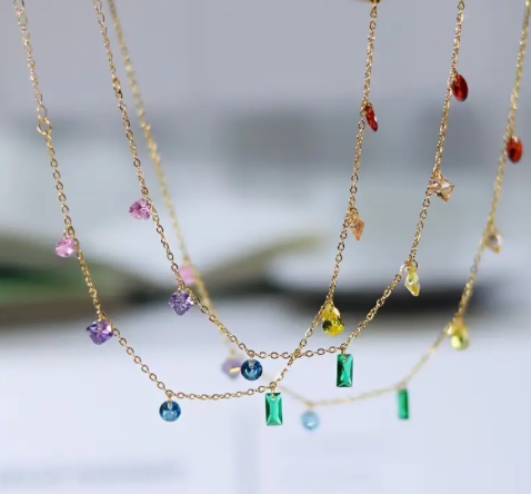 The Little Shoppe: Rainbow Pride Crystal Natural Stone Necklace Gift