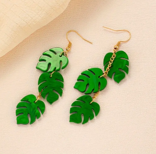 The Little Shoppe: Fashion Statement Summer Palm Leaf Dangle Earrings