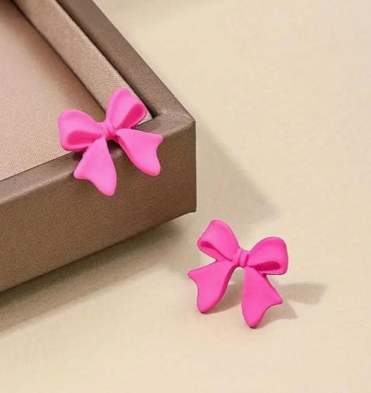 The Little Shoppe: Fashion  Statement Fuchsia Pink Coquette Bow Earrings