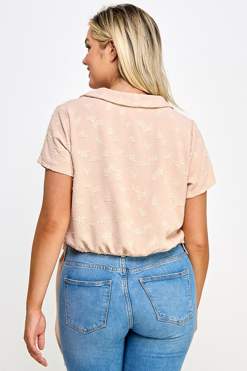 The Little Shoppe: Pink Sand Collared Wrap Side-Tie Top